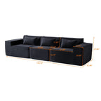 118 Modular Sofa Sectional Couch with Movable Fabric Cover & 3 Pillows, Comfy 3-Seater Corduroy Fabric Couch