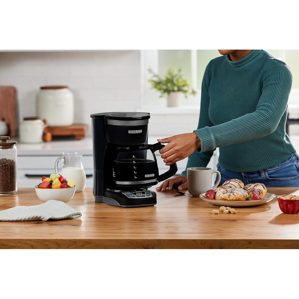 12-Cup Digital Coffee Maker, Programmable, Washable Filter, Sneak-A-Cup, Auto Brew, Keep Hot Plate, Black