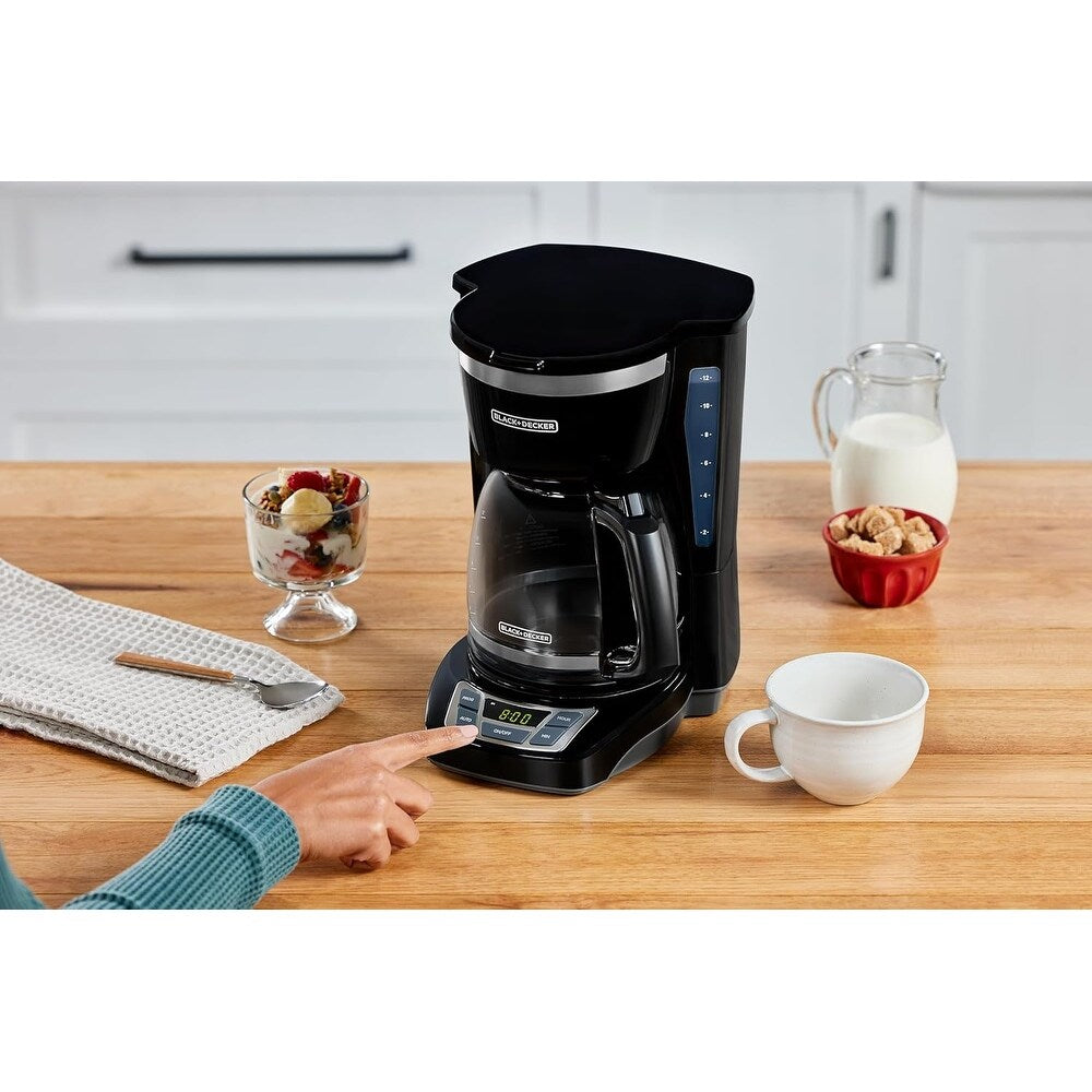 12-Cup Digital Coffee Maker, Programmable, Washable Filter, Sneak-A-Cup, Auto Brew, Keep Hot Plate, Black