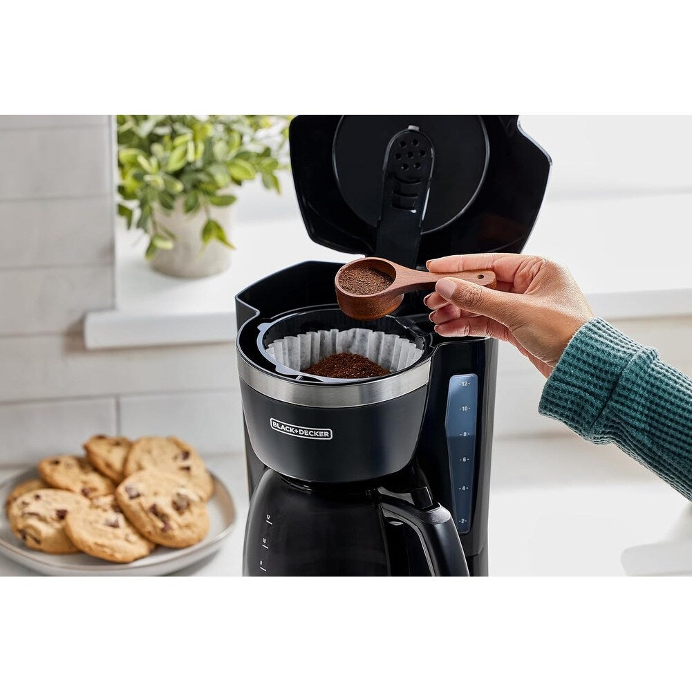 12-Cup Digital Coffee Maker, Programmable, Washable Filter, Sneak-A-Cup, Auto Brew, Keep Hot Plate, Black
