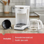 12-Cup Digital Coffee Maker, Programmable, Washable Filter, Sneak-A-Cup, Auto Brew, Keep Hot Plate, White