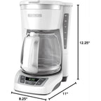 12-Cup Digital Coffee Maker, Programmable, Washable Filter, Sneak-A-Cup, Auto Brew, Keep Hot Plate, White
