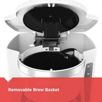 12-Cup Digital Coffee Maker, Programmable, Washable Filter, Sneak-A-Cup, Auto Brew, Keep Hot Plate, White