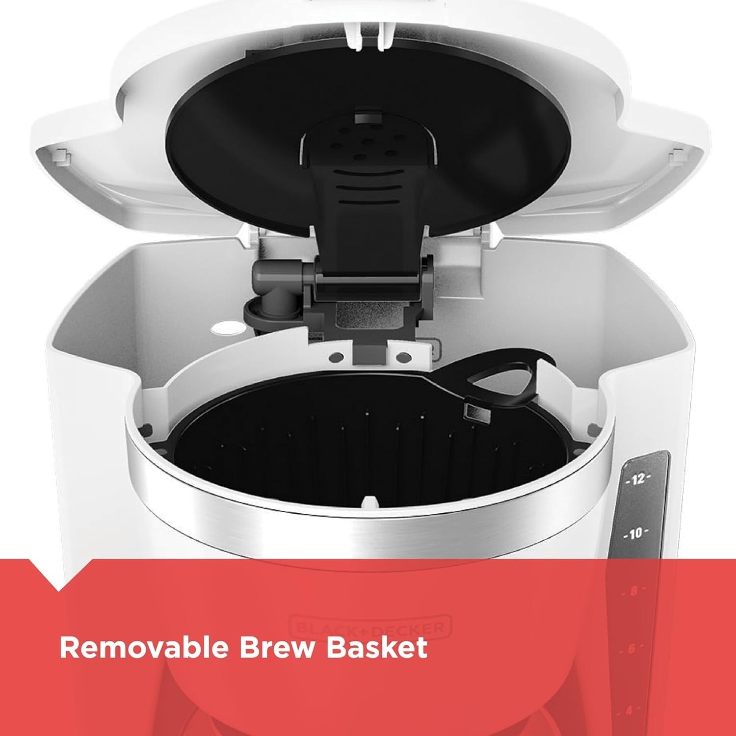 12-Cup Digital Coffee Maker, Programmable, Washable Filter, Sneak-A-Cup, Auto Brew, Keep Hot Plate, White