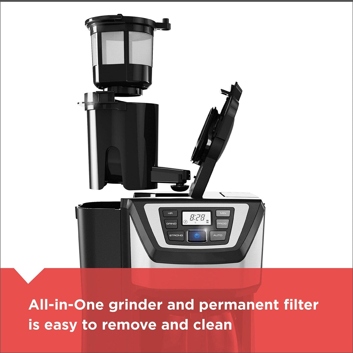 12-Cup Mill and Brew Coffe Maker, CM5000B, 24-Hour Programble, Built-in Grinder, Sneak-A-Cup, Permanent Washable Fitler