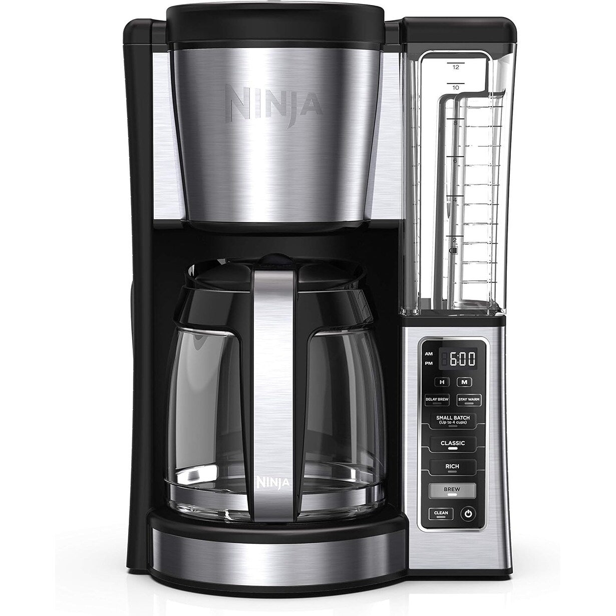 12-Cup Programmable Coffee Brewer, 2 Brew Styles, Adjustable Warm Plate, 60oz Reservoir, Delay Brew, Black Stainless