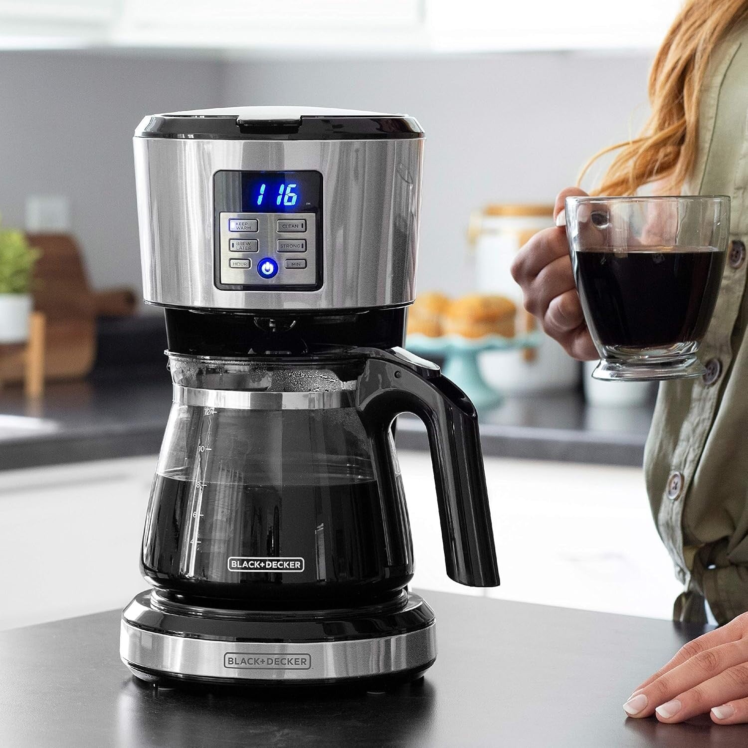 12-Cup Programmable Coffee Maker, Vortex Brew Technology, Black