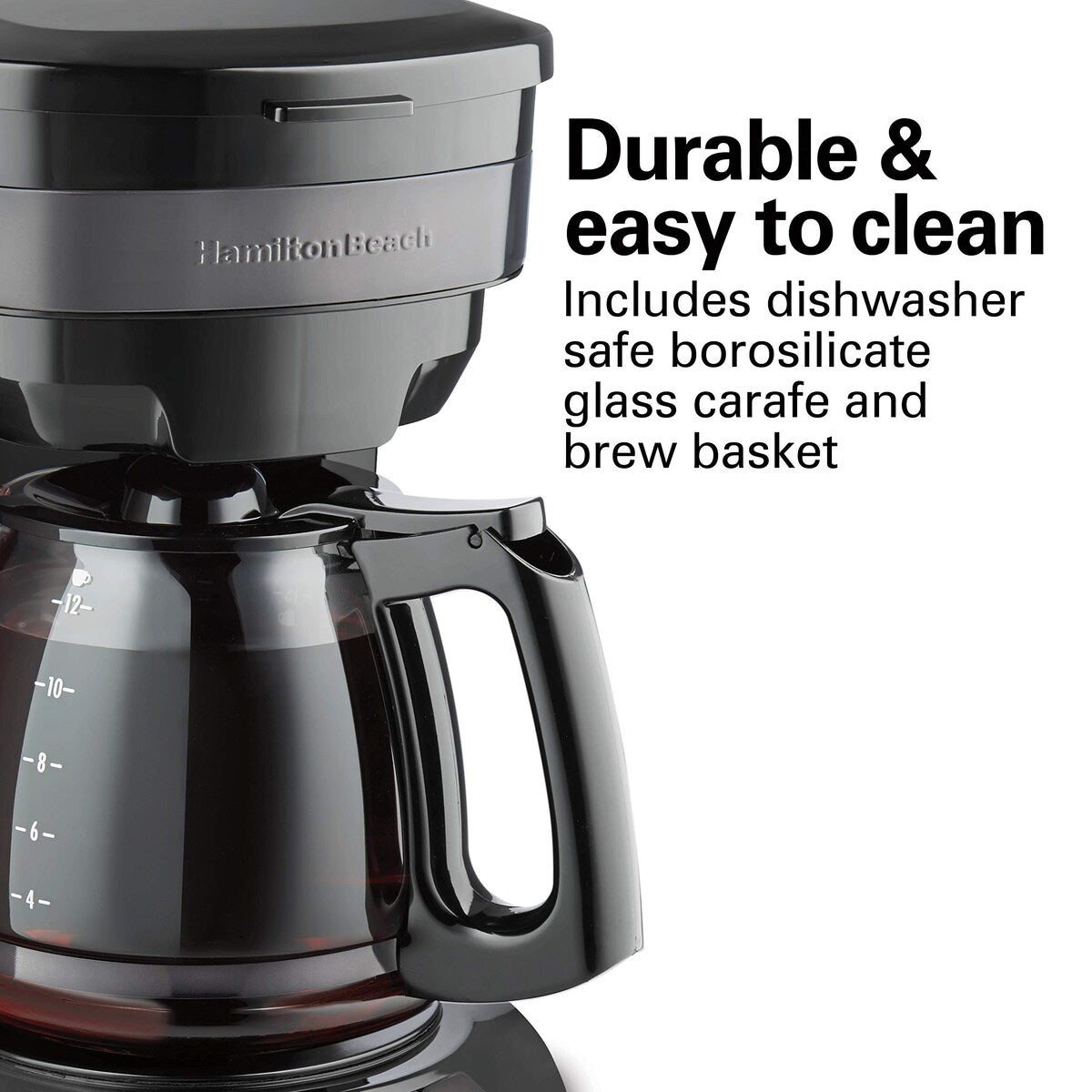 12 Cup Programmable Drip Coffee Maker with 3 Brew Options, Glass Carafe, Auto Pause and Pour, Black Stainless (46293)