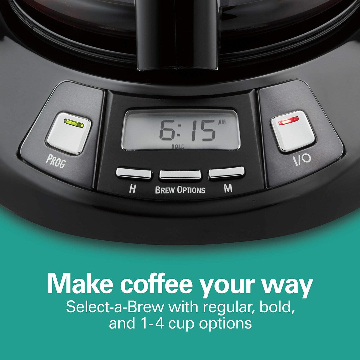12 Cup Programmable Drip Coffee Maker with 3 Brew Options, Glass Carafe, Auto Pause and Pour, Black Stainless (46293)