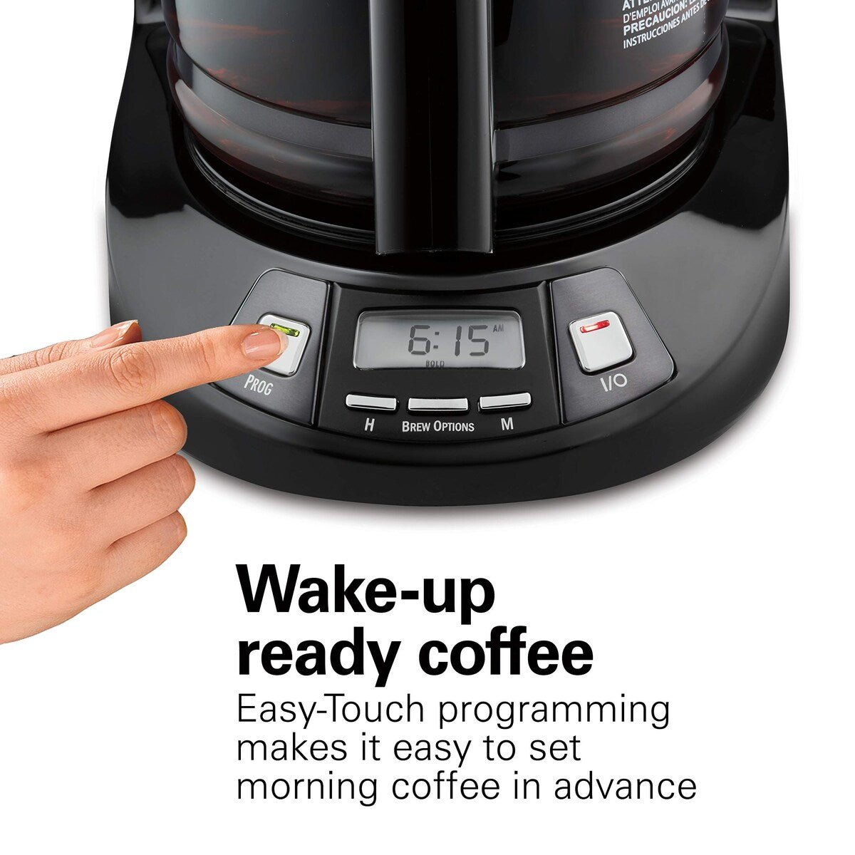 12 Cup Programmable Drip Coffee Maker with 3 Brew Options, Glass Carafe, Auto Pause and Pour, Black Stainless (46293)