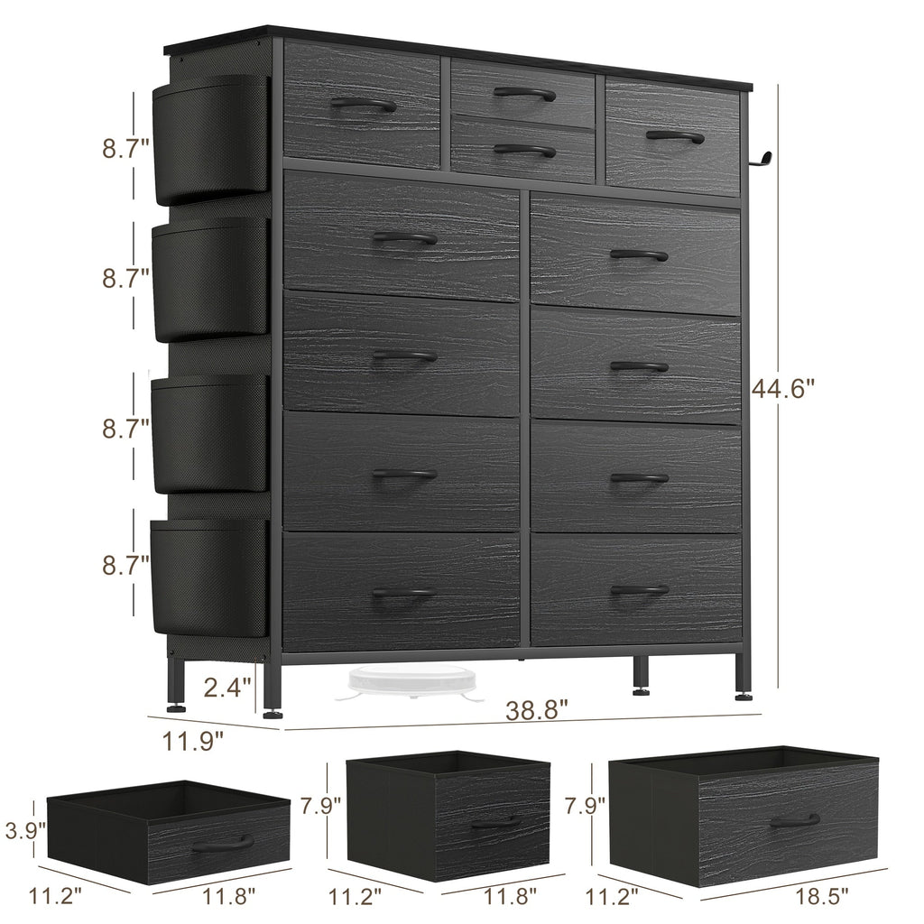 12 Drawer Dresser Fabric Tall Dressers for Bedroom Chest of Drawers