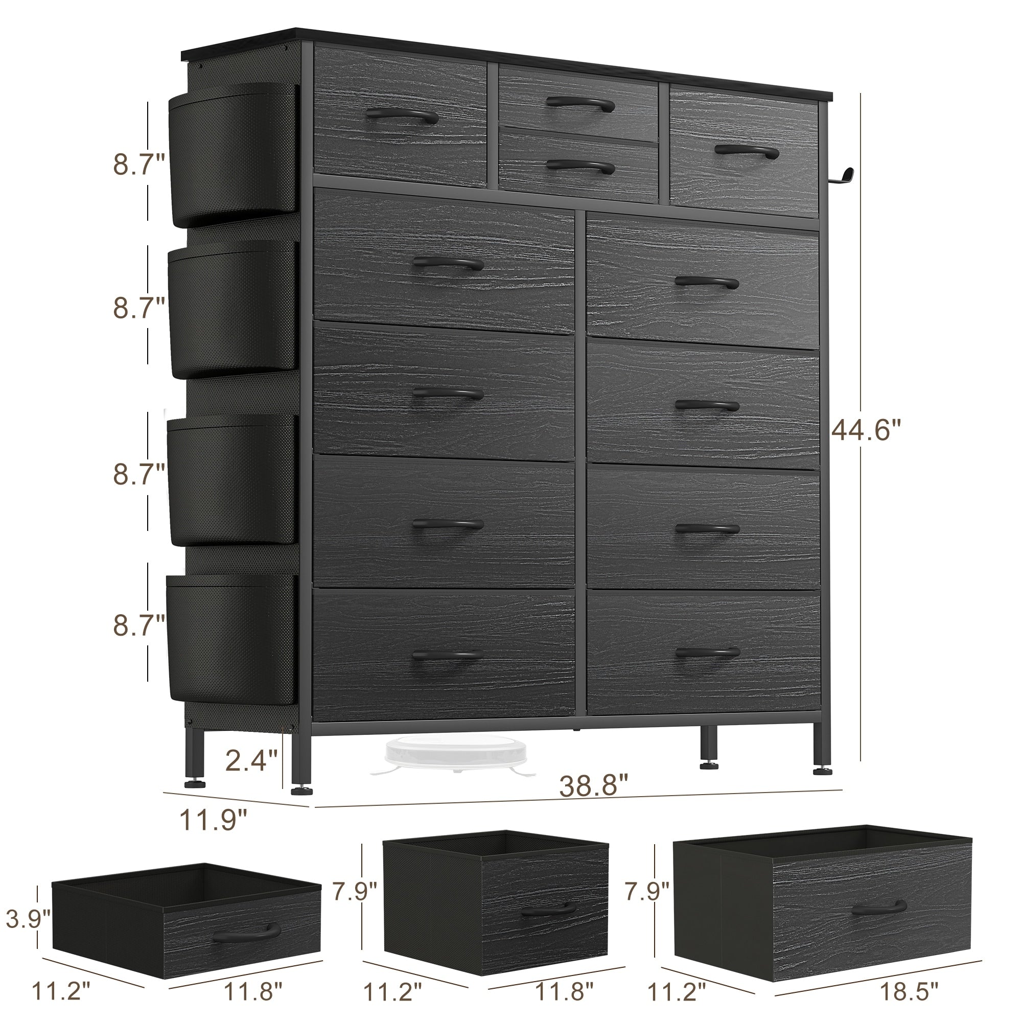 12 Drawer Dresser Fabric Tall Dressers for Bedroom Chest of Drawers