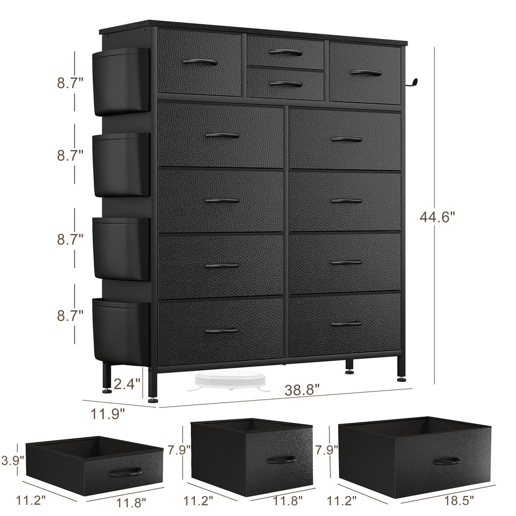 12 Drawer Dresser Fabric Tall Dressers for Bedroom Chest of Drawers