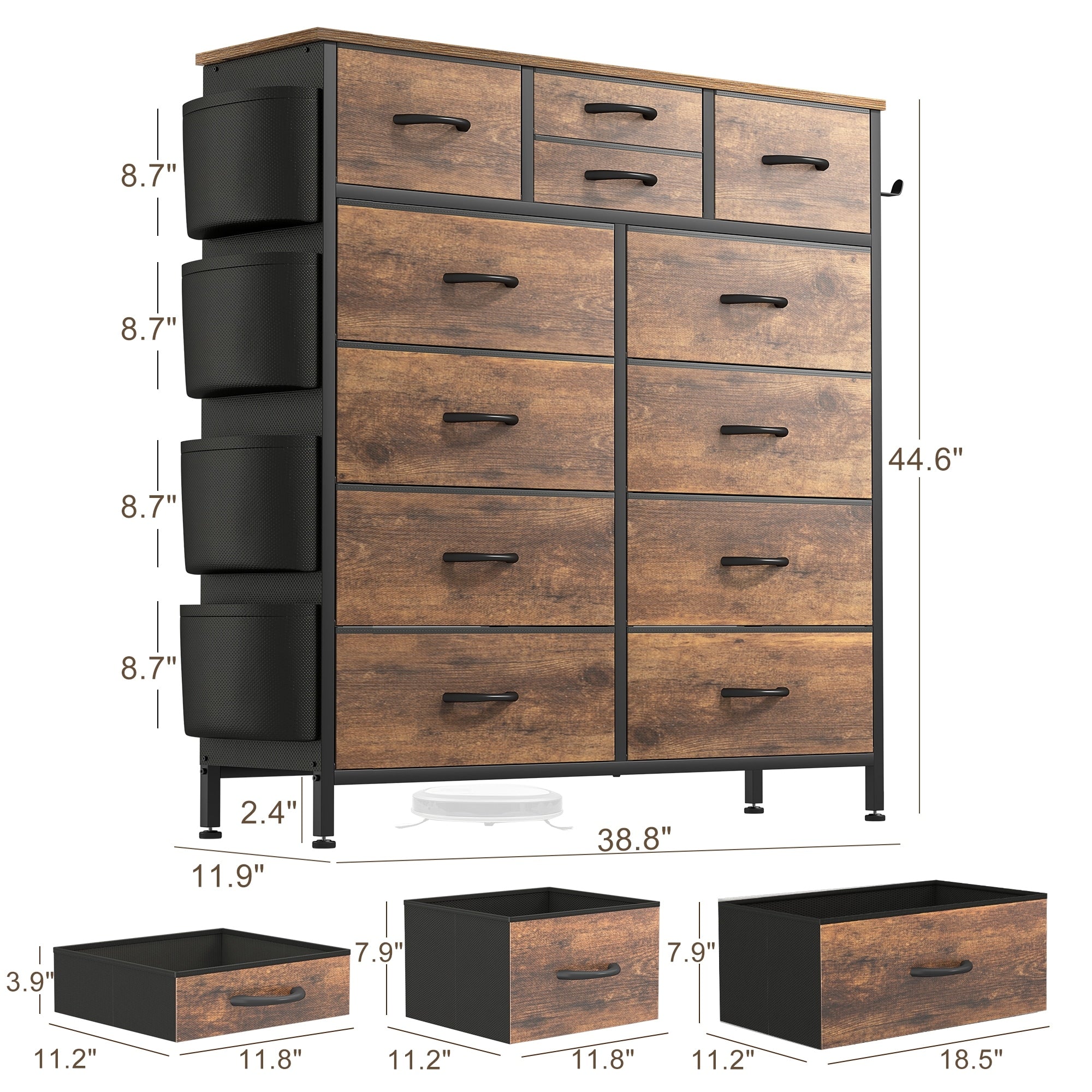 12 Drawer Dresser Fabric Tall Dressers for Bedroom Chest of Drawers