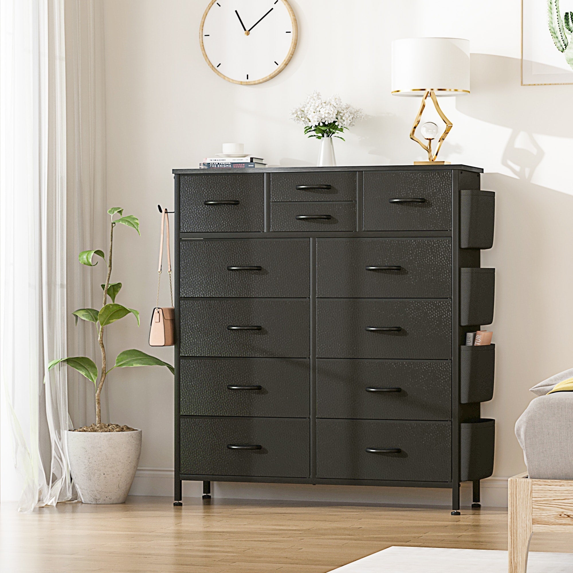 12 Drawer Dresser Fabric Tall Dressers for Bedroom Chest of Drawers