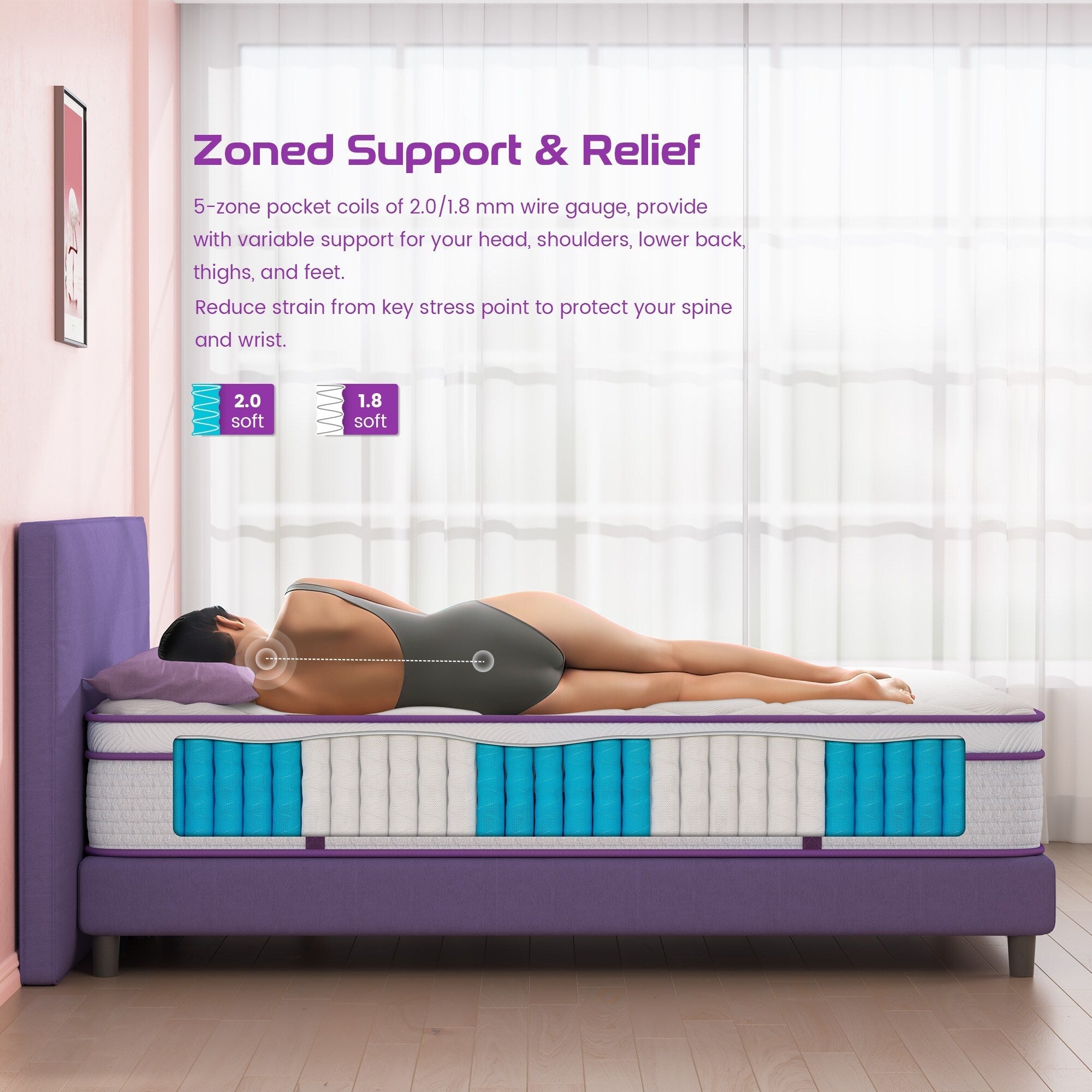 12 Inch Hybrid Mattress, Memory Foam and Individually Pocket Springs Mattress,Mattress in Box