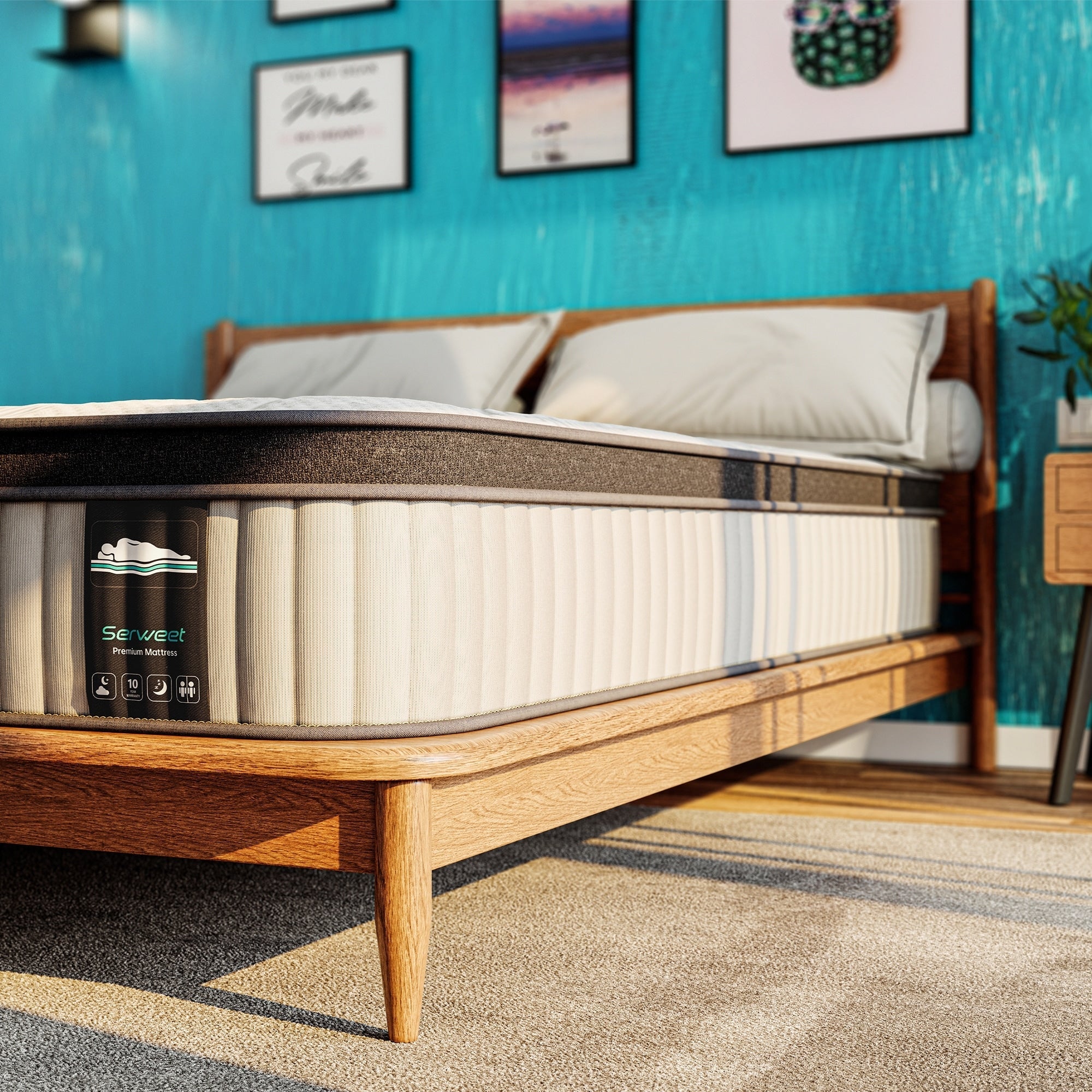 12 Hybrid Mattress - Bamboo Charcoal Foam, 5-Zone Pocket Coils, CertiPUR-US® Certified, Medium Firm Support