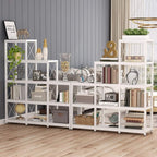 12 Shelves Ladder Bookshelf, Industrial Corner Bookshelf