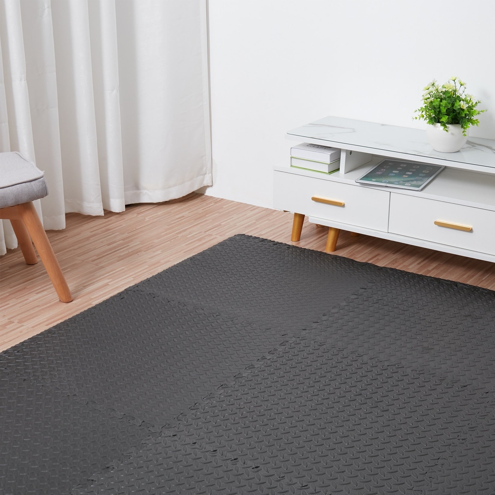 12 Tiles Gym Foam Puzzle Floor Tiles 24x24 Interlocking Floor Mats 48sq.ft
