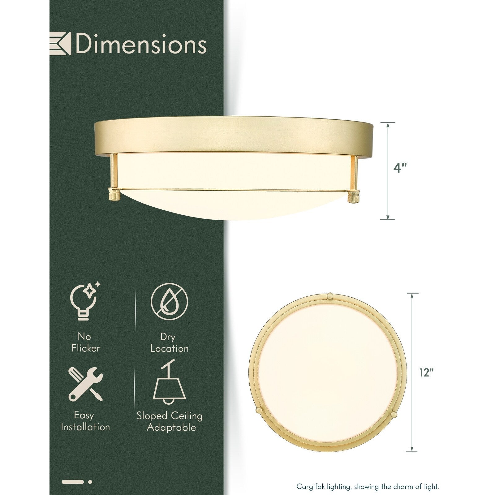 12 Inch 2-Light Flush Mount Light Fixture, Modern Ceiling Light
