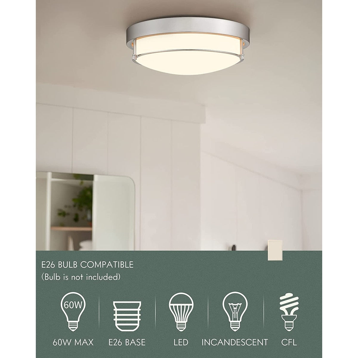 12 Inch 2-Light Flush Mount Light Fixture, Modern Ceiling Light