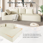 125 Stylish Chaise Lounge Modern Indoor Lounge Sofa Sleeper Sofa with Clean Lines for Living Room, Beige