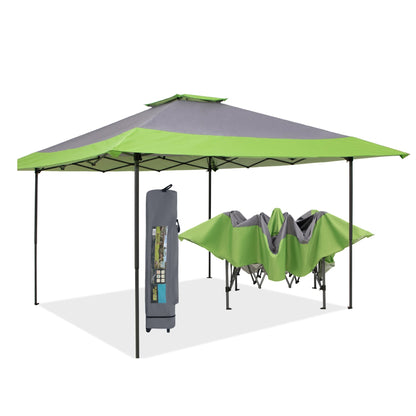 13' x 13' Outdoor Canopy Patio Gazebo Reinforced garden Pop-up Canopy Tentwith Elegant Corner Curtain - 13x13ft