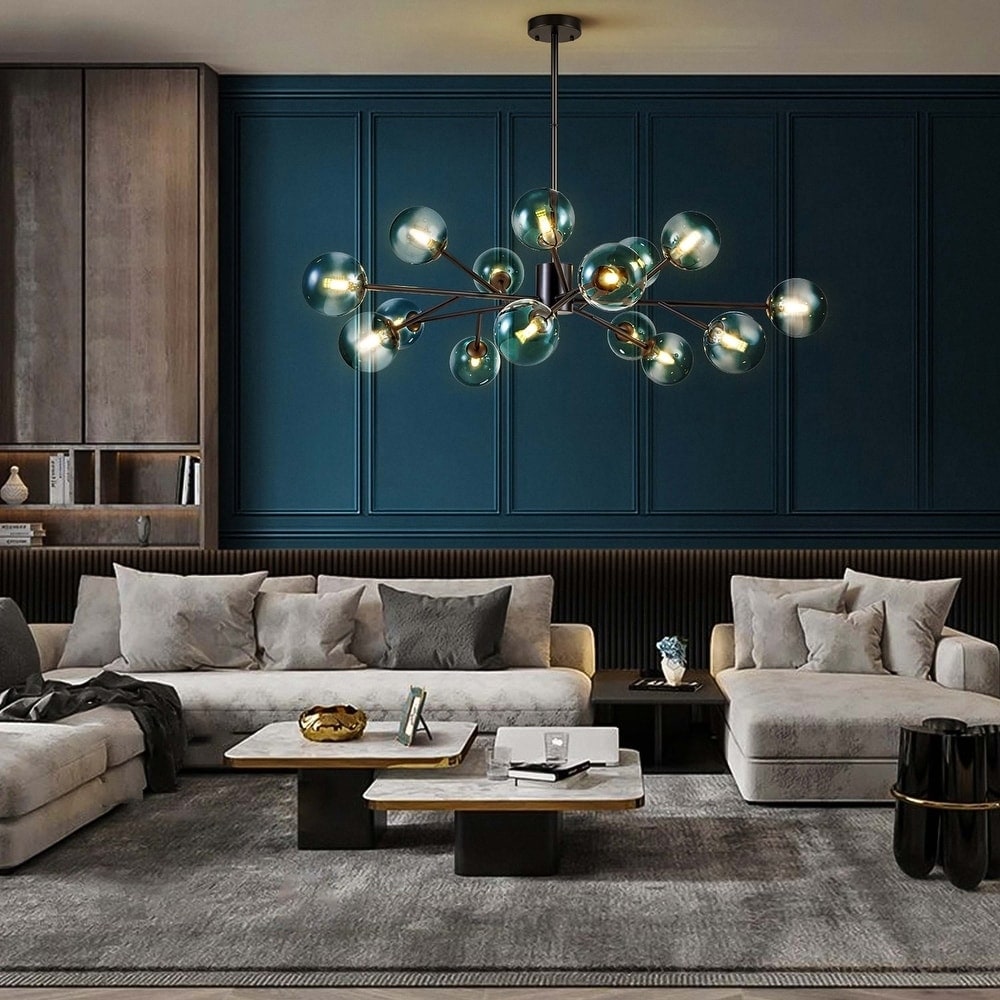 Modern Large Bubble Sputnik Chandelier in Black or Gold for Dining Room