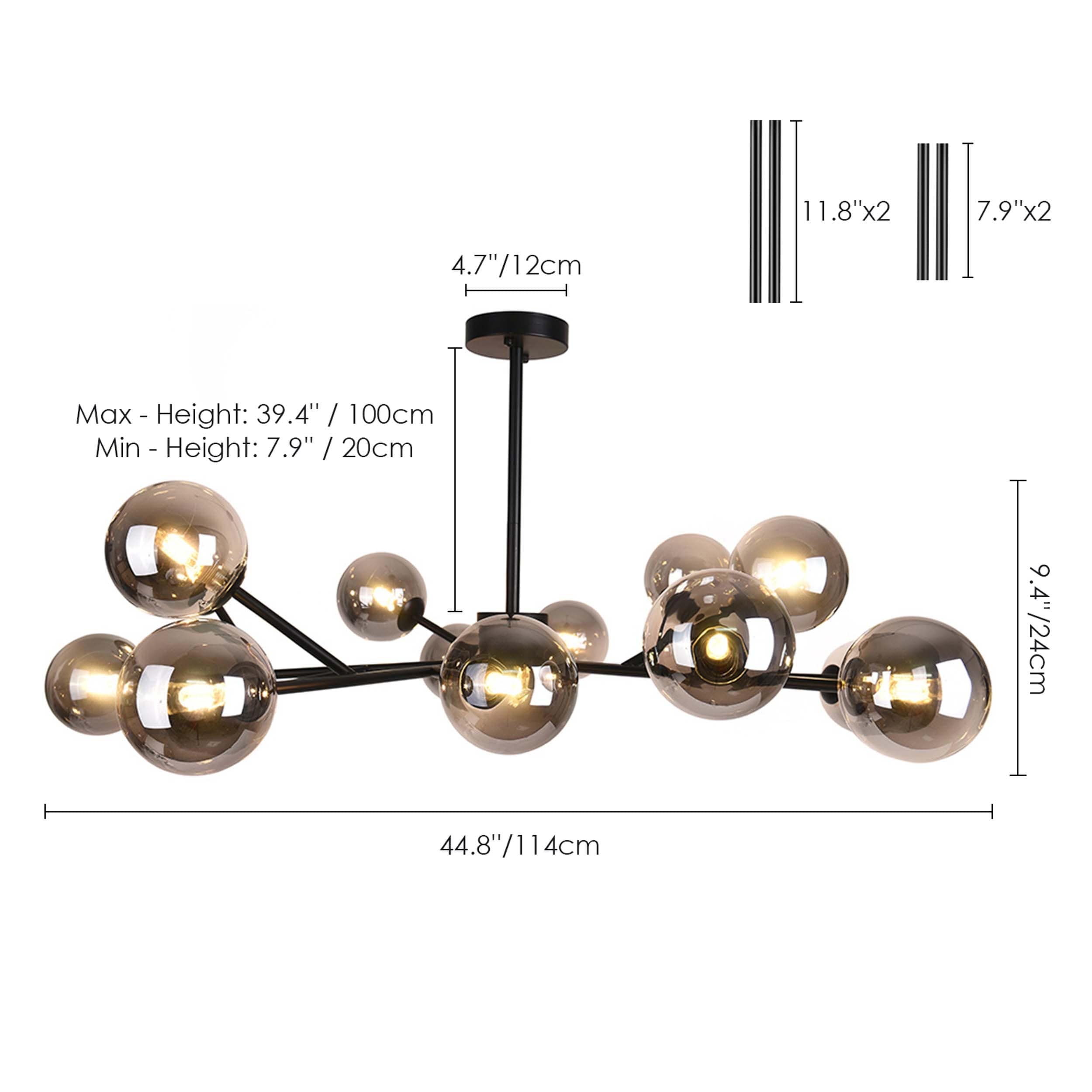 Modern Large Bubble Sputnik Chandelier in Black or Gold for Dining Room