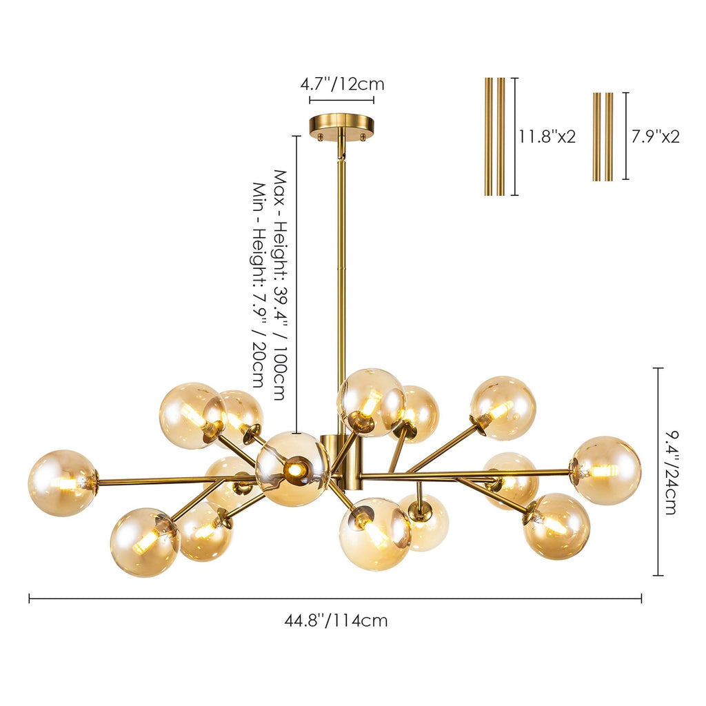 Modern Large Bubble Sputnik Chandelier in Black or Gold for Dining Room
