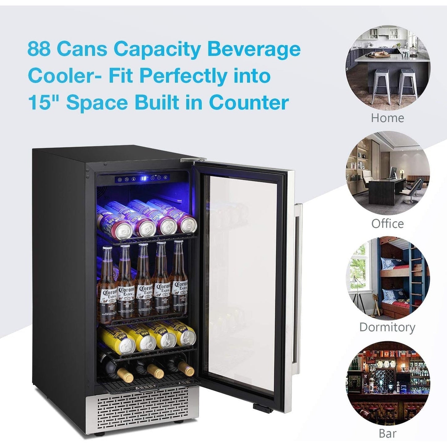15 Inch Beverage Refrigerator - 22.76D x 14.96W x 34.25H