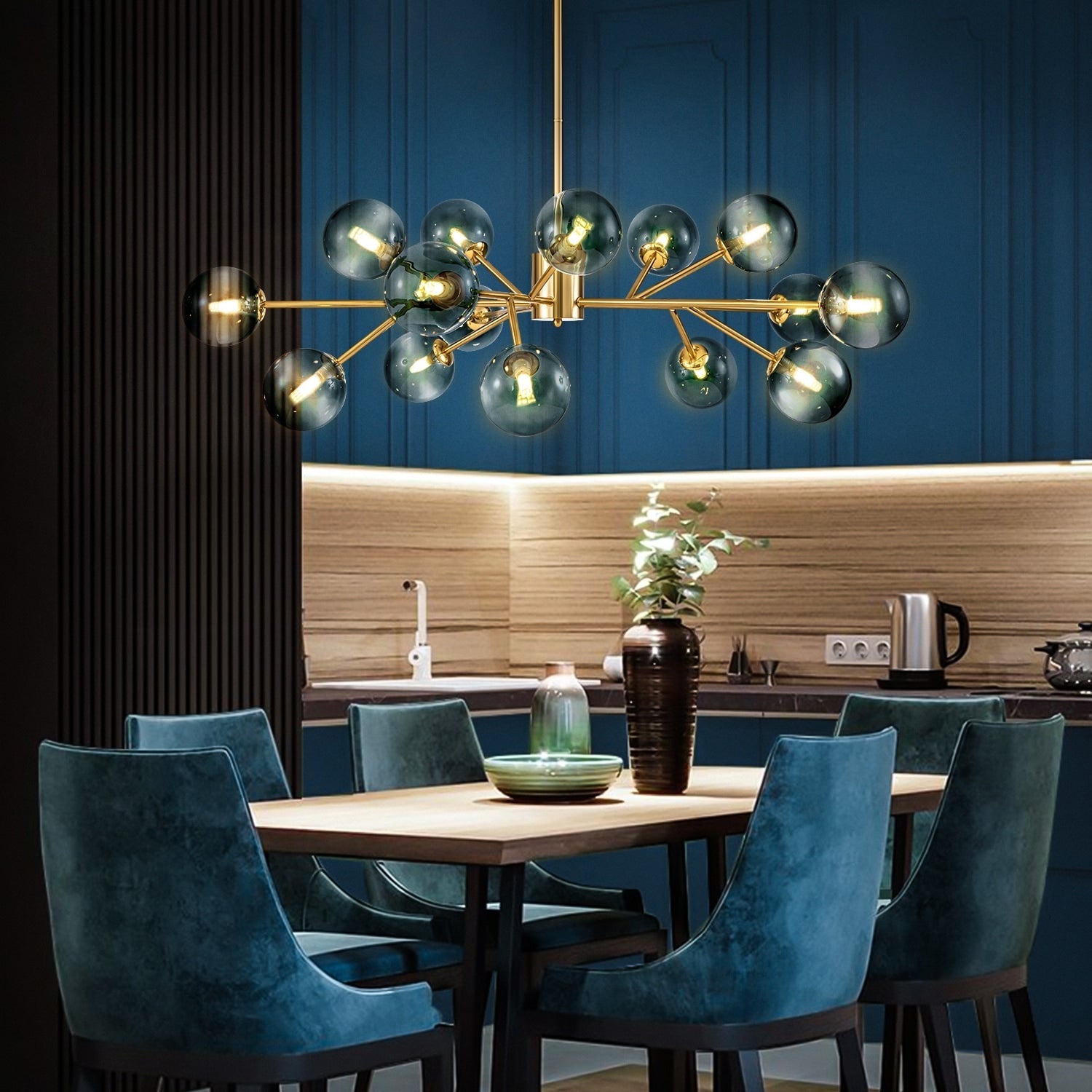 Modern Large Bubble Sputnik Chandelier in Black or Gold for Dining Room