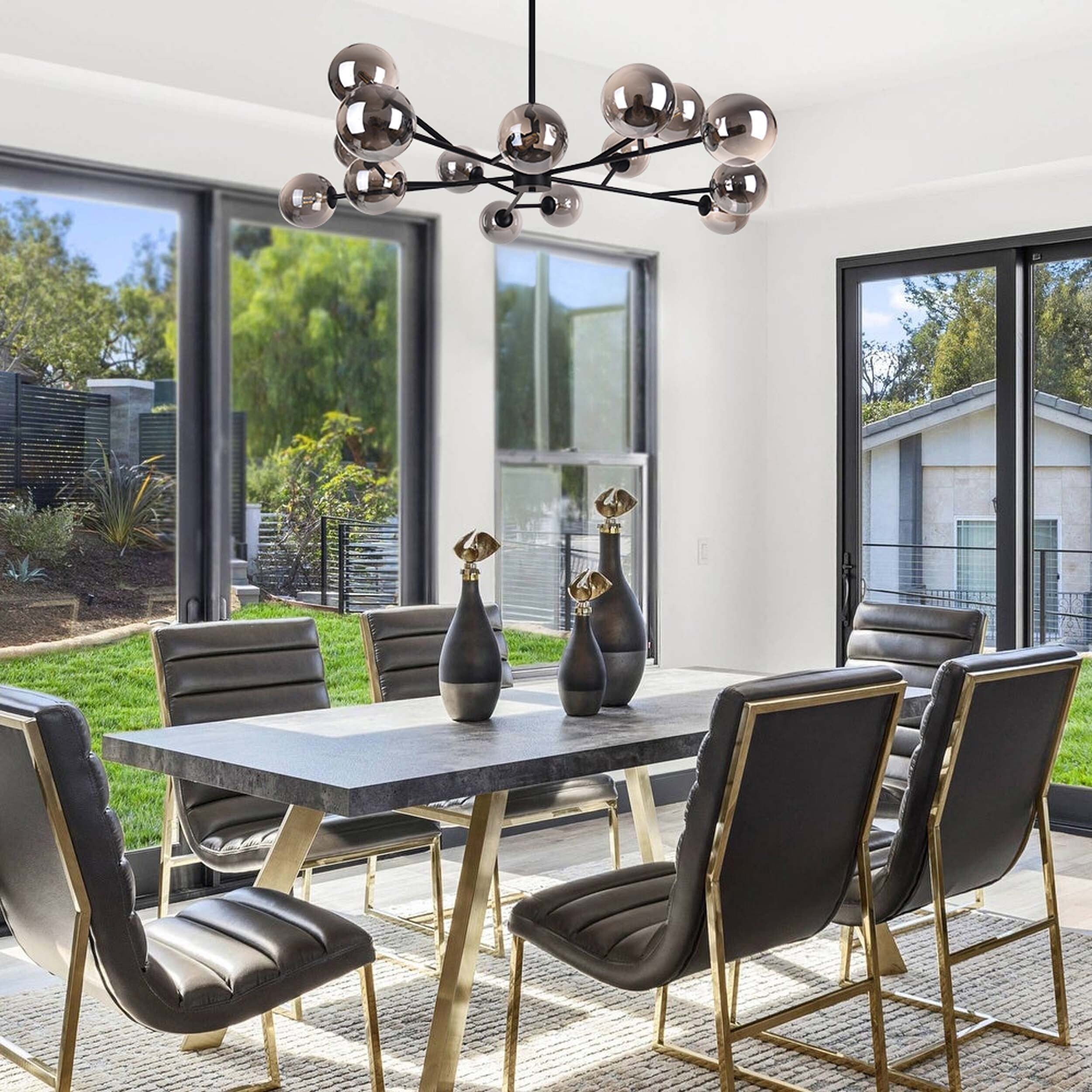 Modern Large Bubble Sputnik Chandelier in Black or Gold for Dining Room