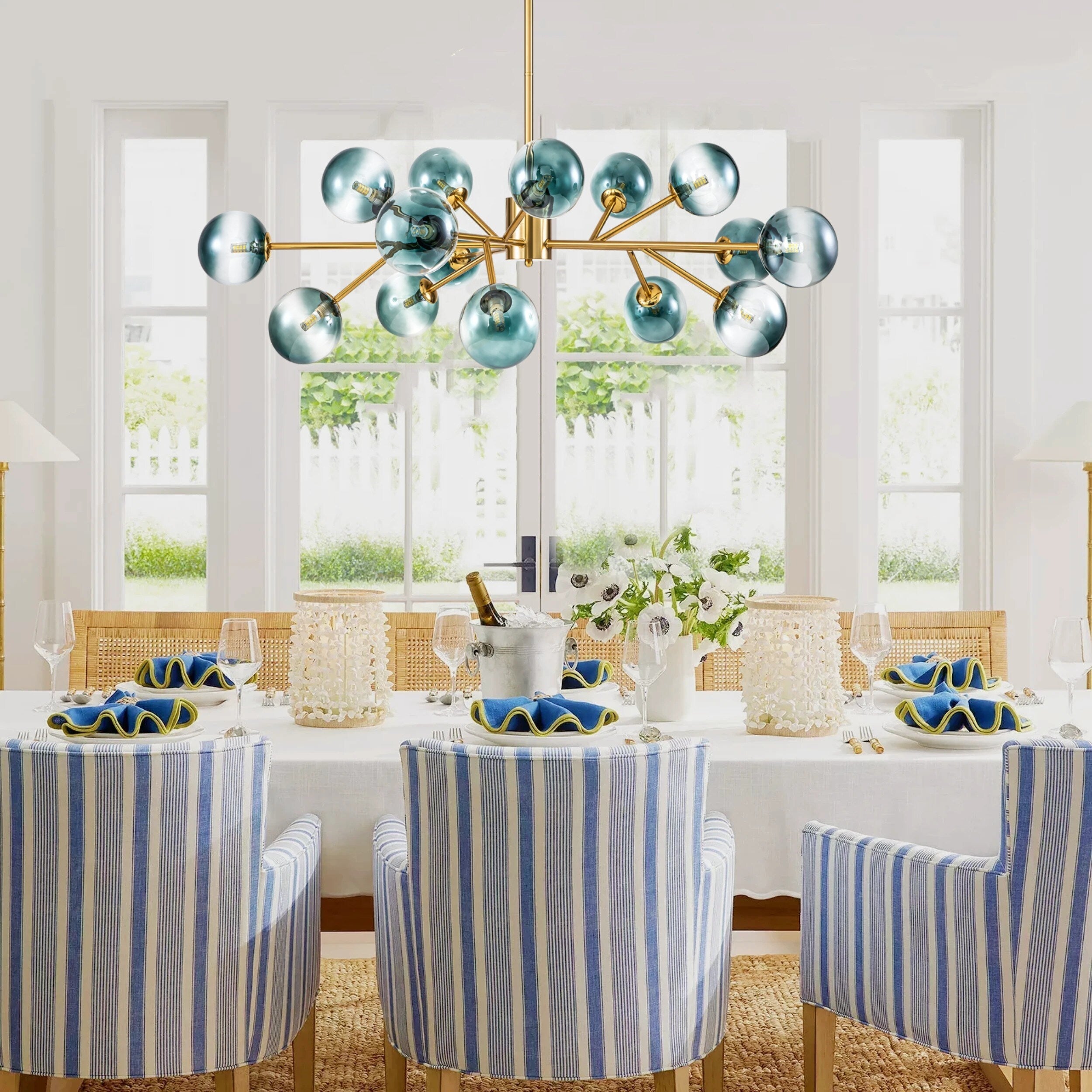 Modern Large Bubble Sputnik Chandelier in Black or Gold for Dining Room