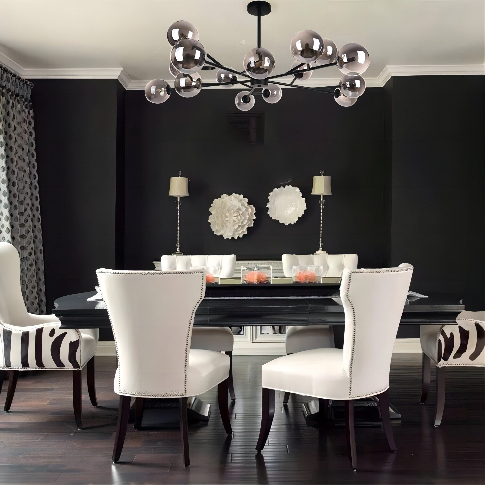 Modern Large Bubble Sputnik Chandelier in Black or Gold for Dining Room