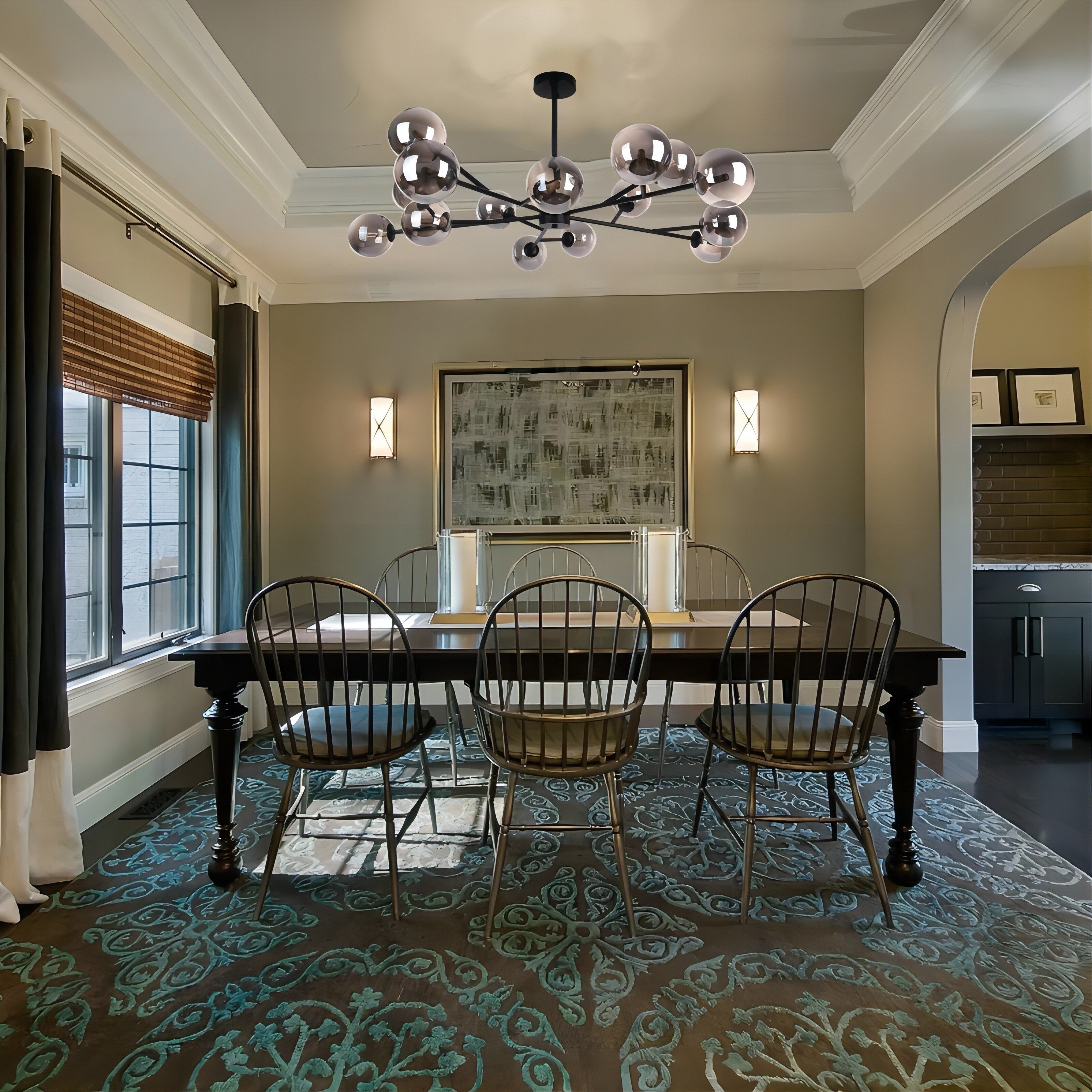 Modern Large Bubble Sputnik Chandelier in Black or Gold for Dining Room