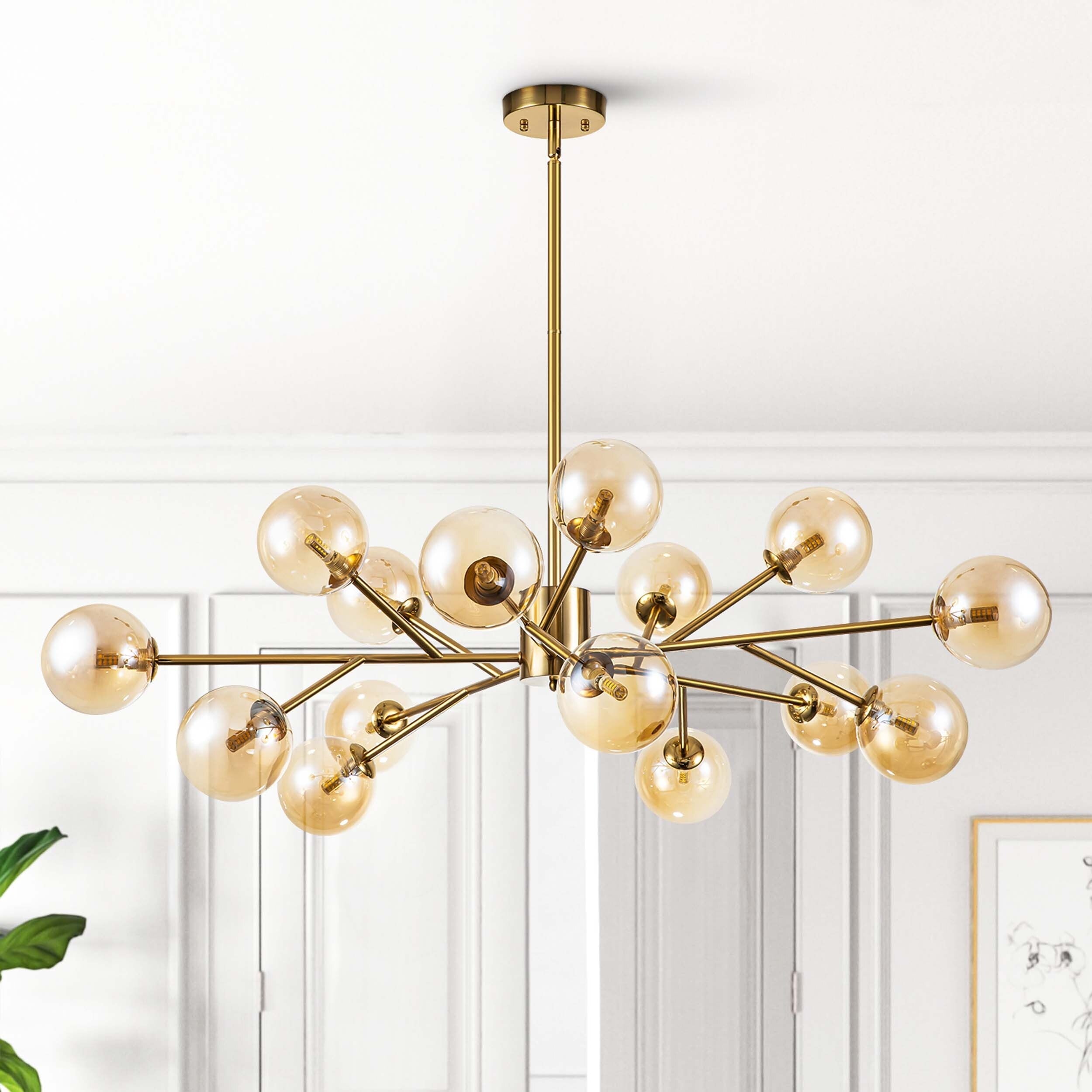 Modern Large Bubble Sputnik Chandelier in Black or Gold for Dining Room