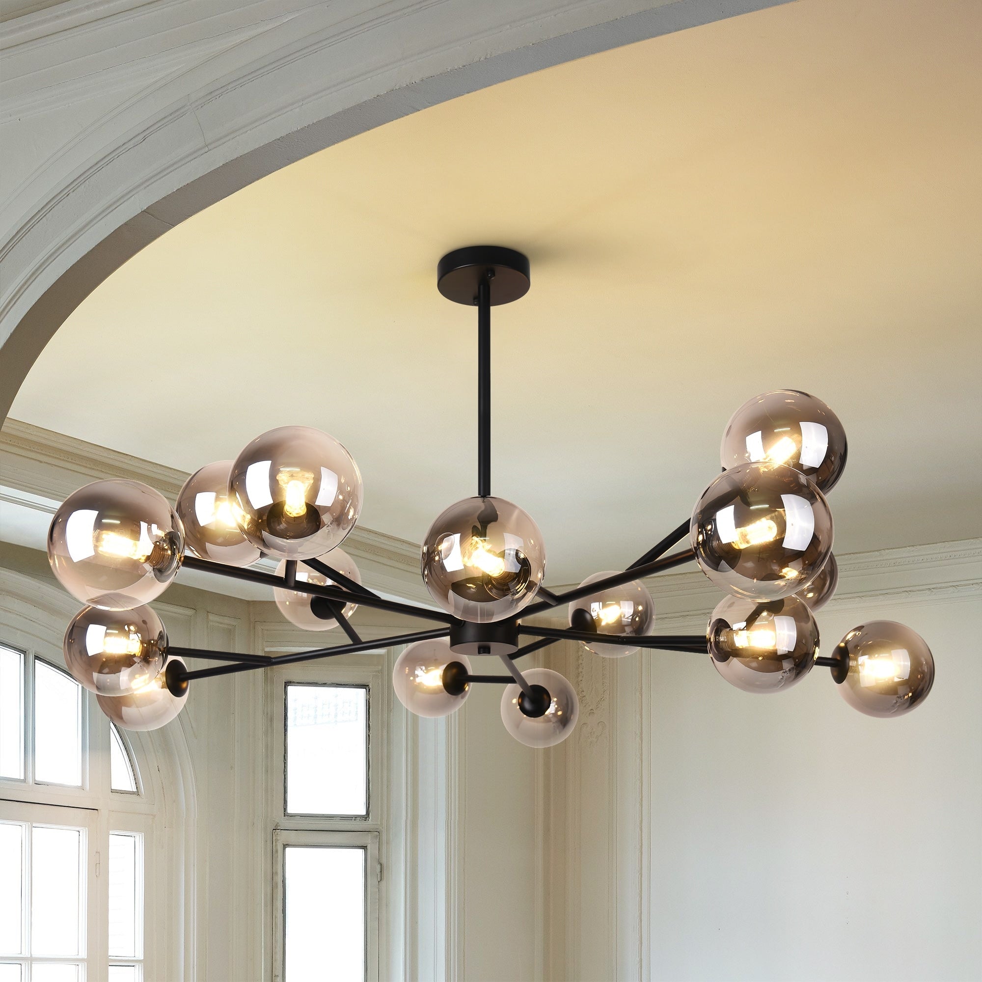 Modern Large Bubble Sputnik Chandelier in Black or Gold for Dining Room