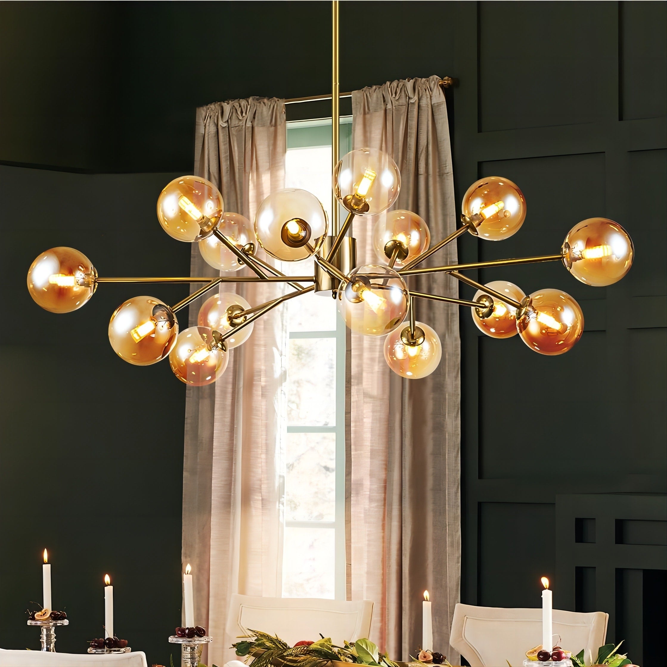 Modern Large Bubble Sputnik Chandelier in Black or Gold for Dining Room