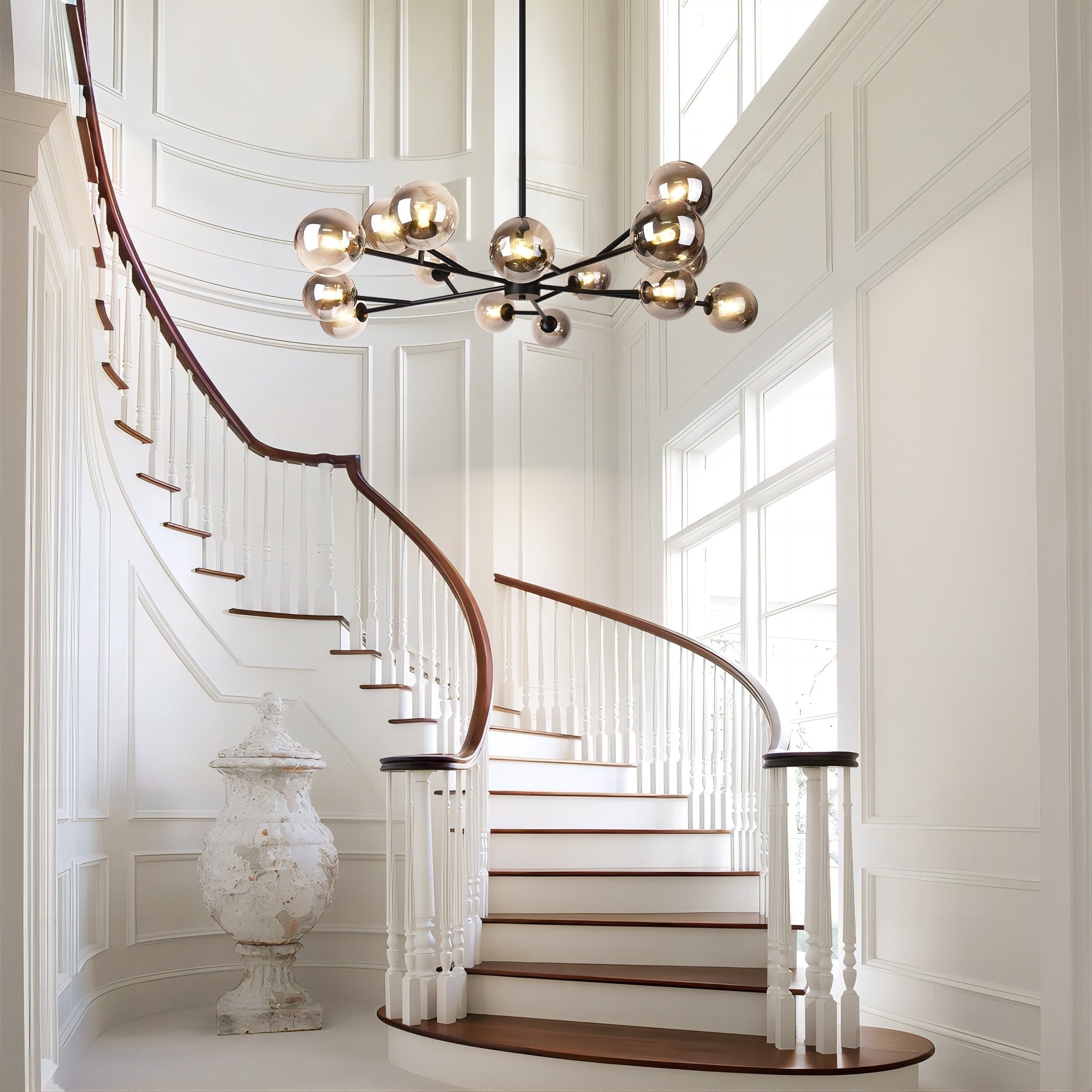 Modern Large Bubble Sputnik Chandelier in Black or Gold for Dining Room