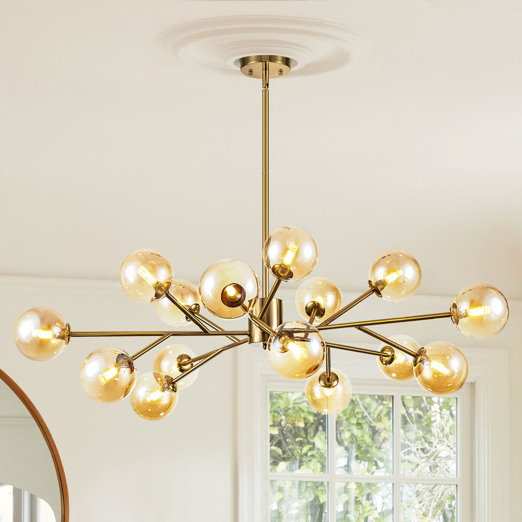 Modern Large Bubble Sputnik Chandelier in Black or Gold for Dining Room