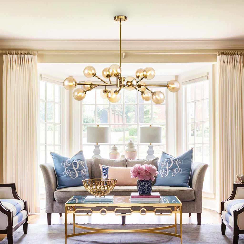 Modern Large Bubble Sputnik Chandelier in Black or Gold for Dining Room