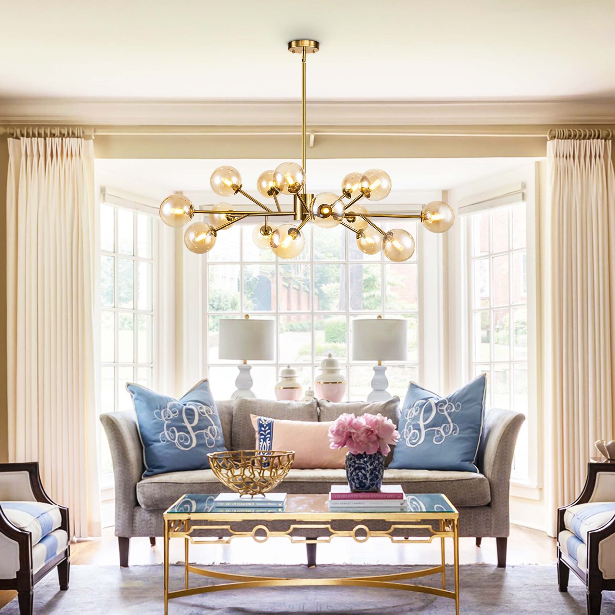 Modern Large Bubble Sputnik Chandelier in Black or Gold for Dining Room