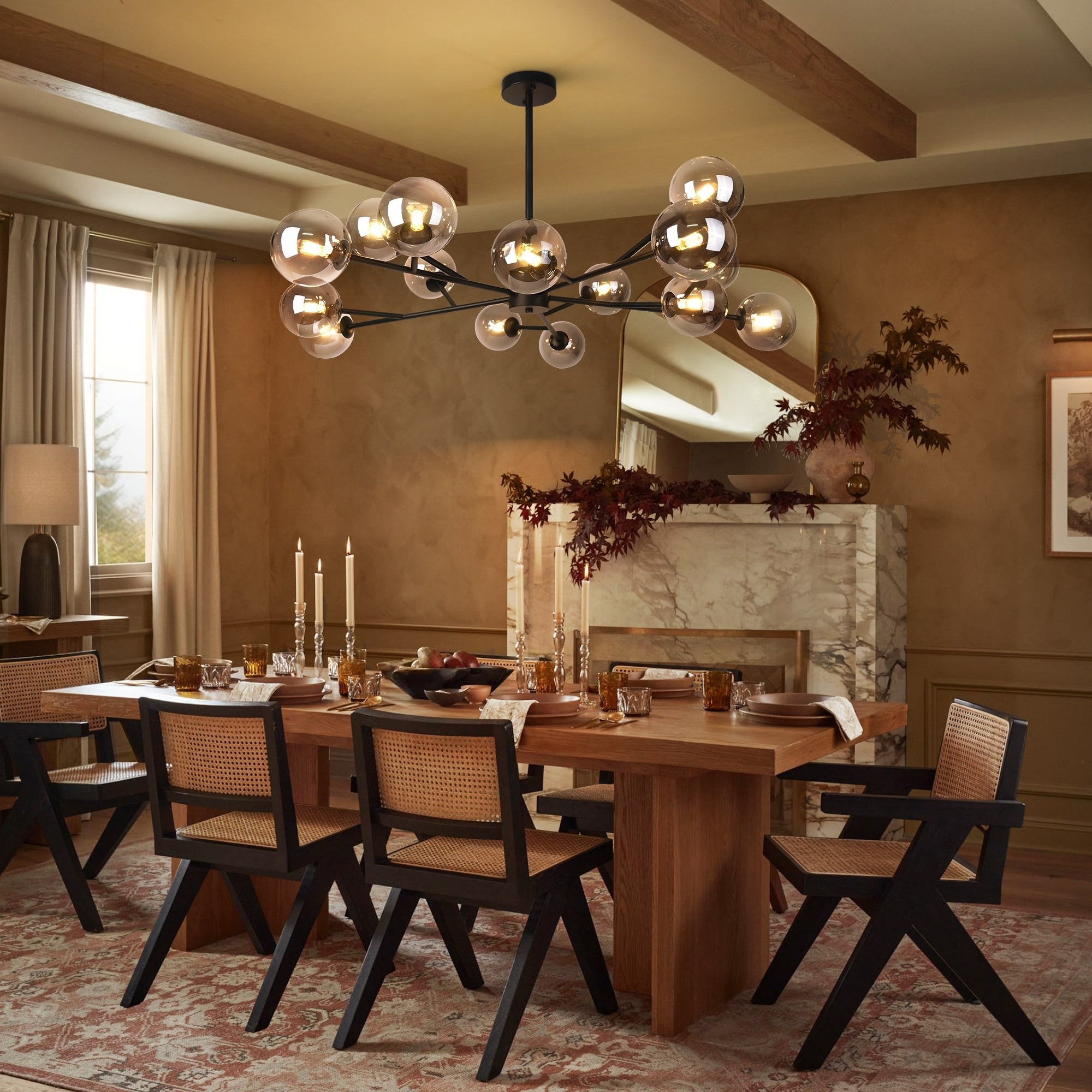 Modern Large Bubble Sputnik Chandelier in Black or Gold for Dining Room