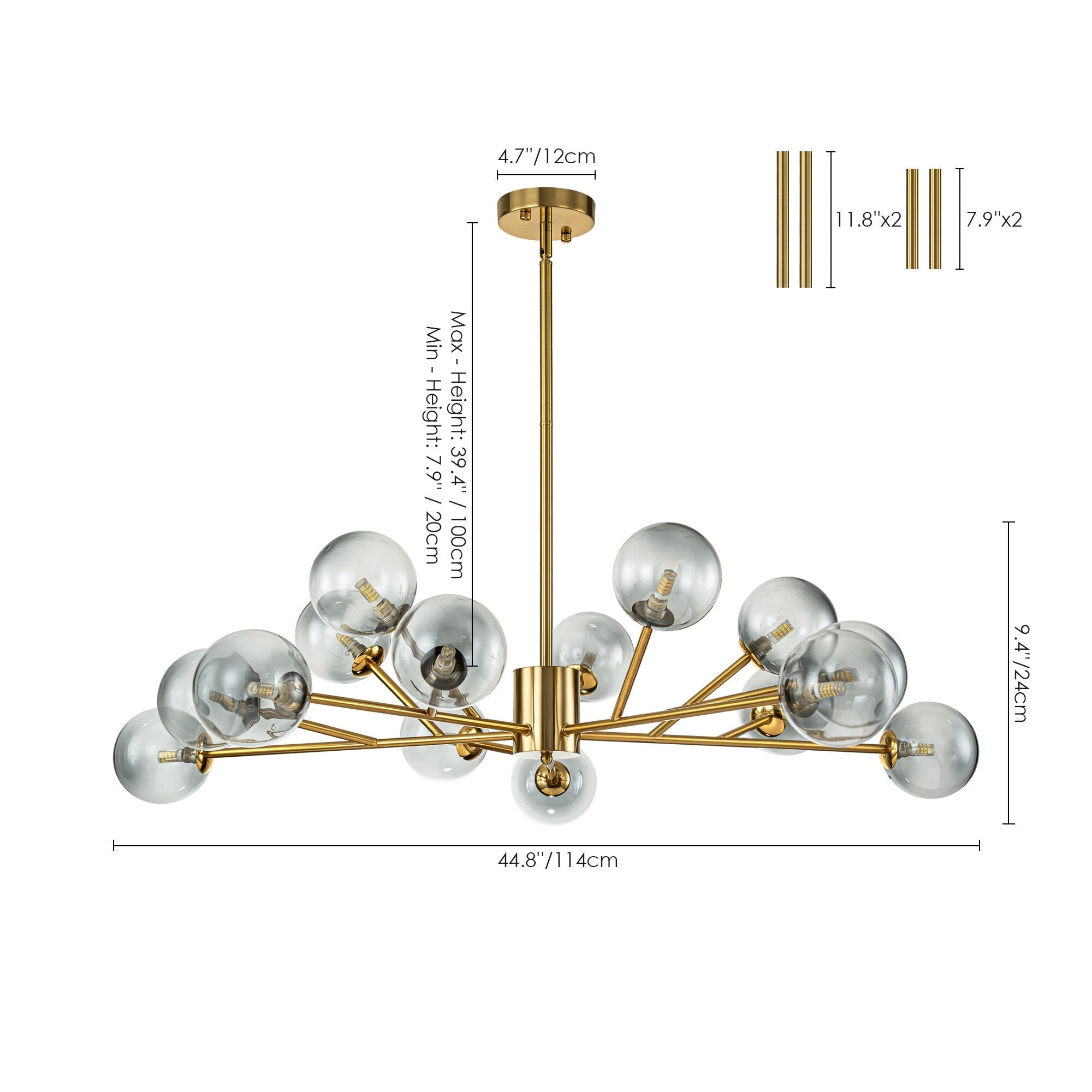 Modern Large Bubble Sputnik Chandelier in Black or Gold for Dining Room