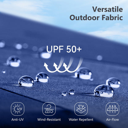 MAISON ARTS 15-foot Rectangular Crank Double-sided Outdoor Market Umbrella Solar LED Lighted Patio Umbrella with Base Included