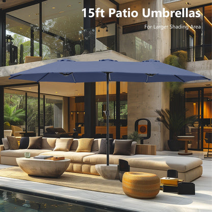 MAISON ARTS 15ft Double-Sided Patio Extra Large Twin Umbrella with Base Included