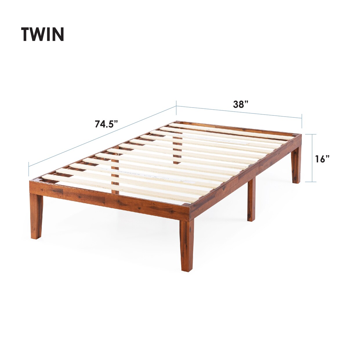 16 Inch Classic Solid Wood Platform Bed Frame in Multiple Finishes