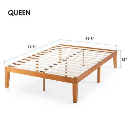 16 Inch Classic Solid Wood Platform Bed Frame in Multiple Finishes