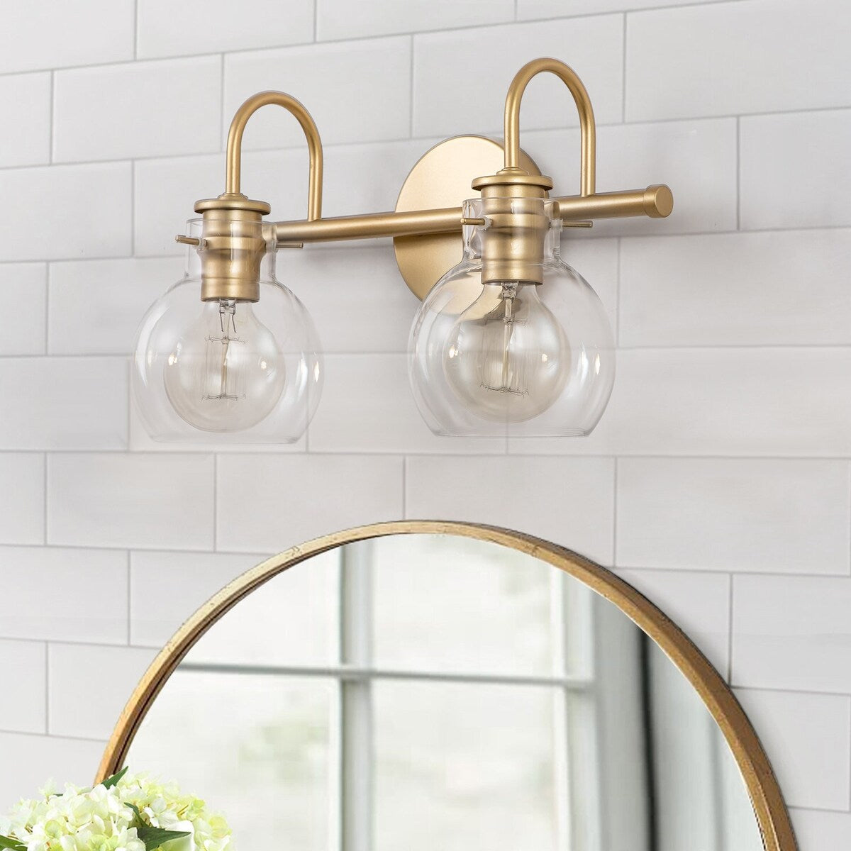 2/3 Light Bathroom Vanity Light Wall Sconce with Glass Shade